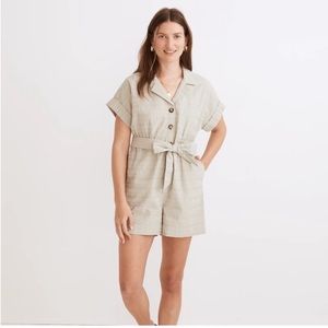 Madewell Seersucker Camp Romper, Size M